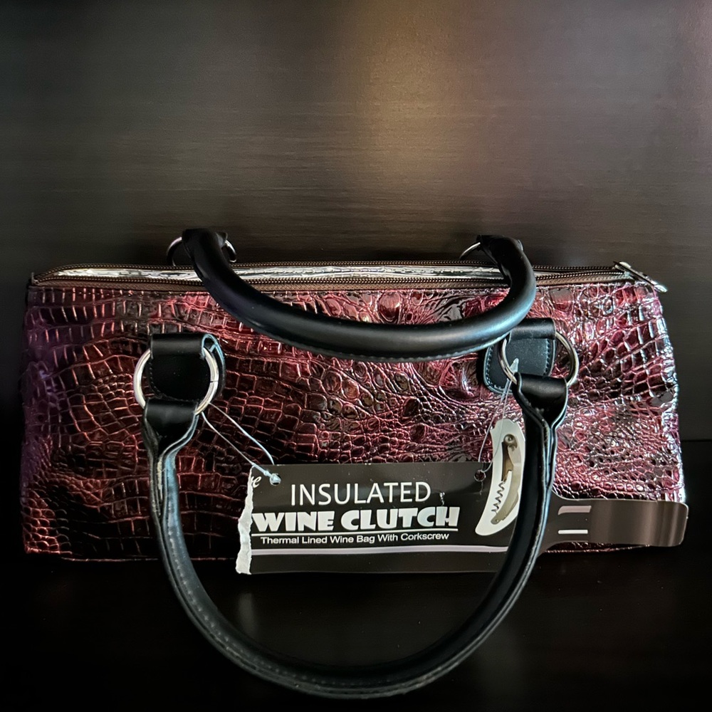Wine Clutch Croc Design Burgundy